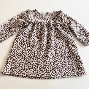 Zara girls ecru trxtured leopard print ruffle dress size 12-18 months
